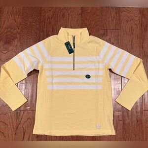 LL Bean Peak’s Island 1/4 Zip Striped Pullover Lemon Yellow Size XS NEW
